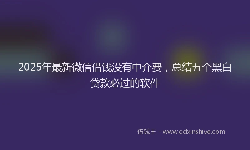 2025年最新微信借钱没有中介费，总结五个黑白贷款必过的软件
