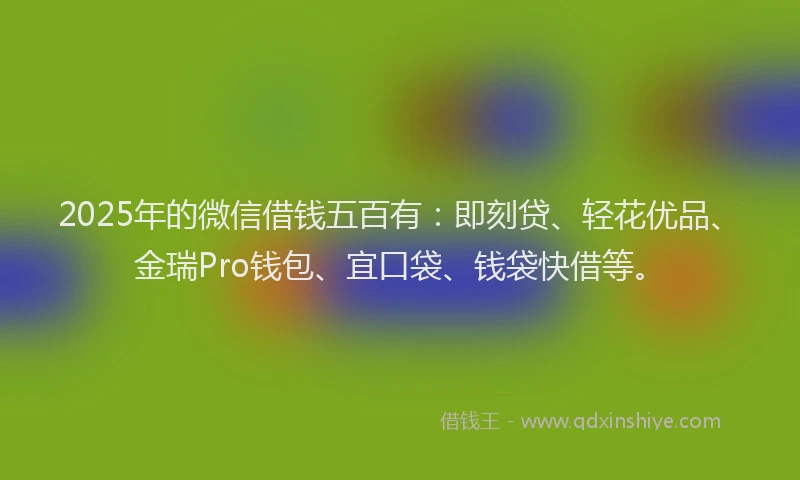 2025年的微信借钱五百有：即刻贷、轻花优品、金瑞Pro钱包、宜口袋、钱袋快借等。