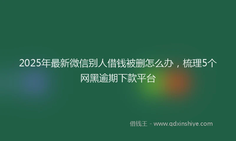 2025年最新微信别人借钱被删怎么办，梳理5个网黑逾期下款平台