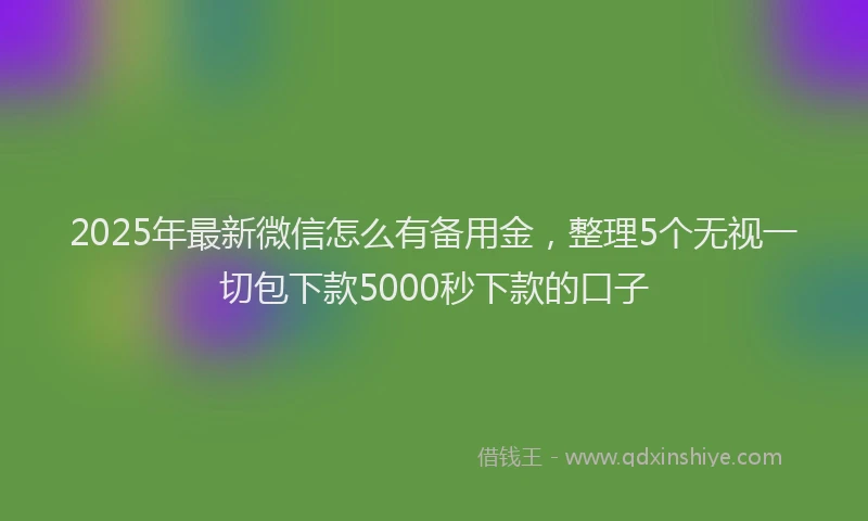 2025年最新微信怎么有备用金，整理5个无视一切包下款5000秒下款的口子