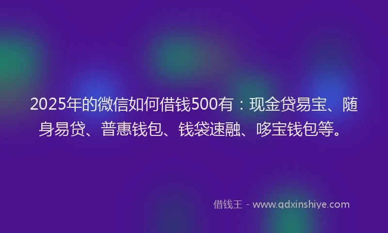 2025年的微信如何借钱500有：现金贷易宝、随身易贷、普惠钱包、钱袋速融、哆宝钱包等。