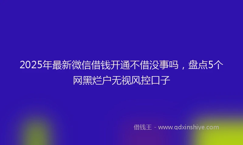 2025年最新微信借钱开通不借没事吗，盘点5个网黑烂户无视风控口子