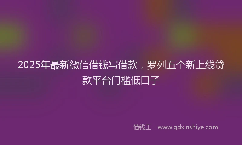 2025年最新微信借钱写借款，罗列五个新上线贷款平台门槛低口子