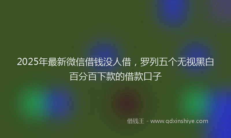 2025年最新微信借钱没人借，罗列五个无视黑白百分百下款的借款口子