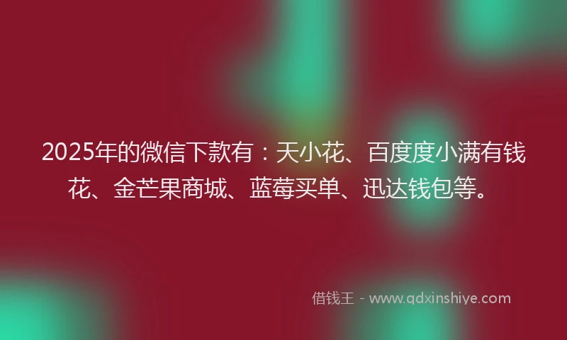 2025年的微信下款有：天小花、百度度小满有钱花、金芒果商城、蓝莓买单、迅达钱包等。