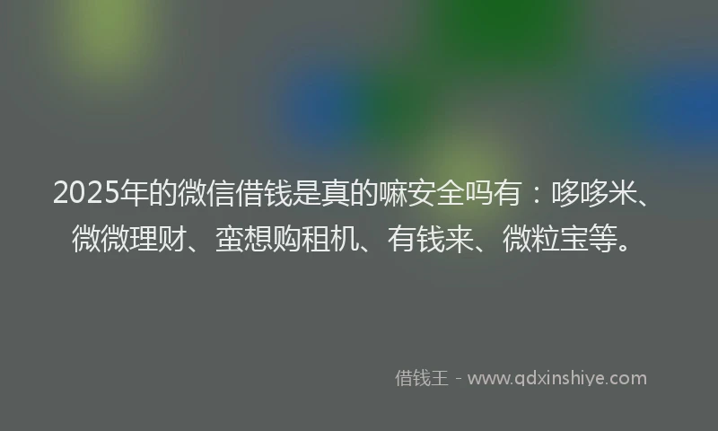 2025年的微信借钱是真的嘛安全吗有：哆哆米、微微理财、蛮想购租机、有钱来、微粒宝等。