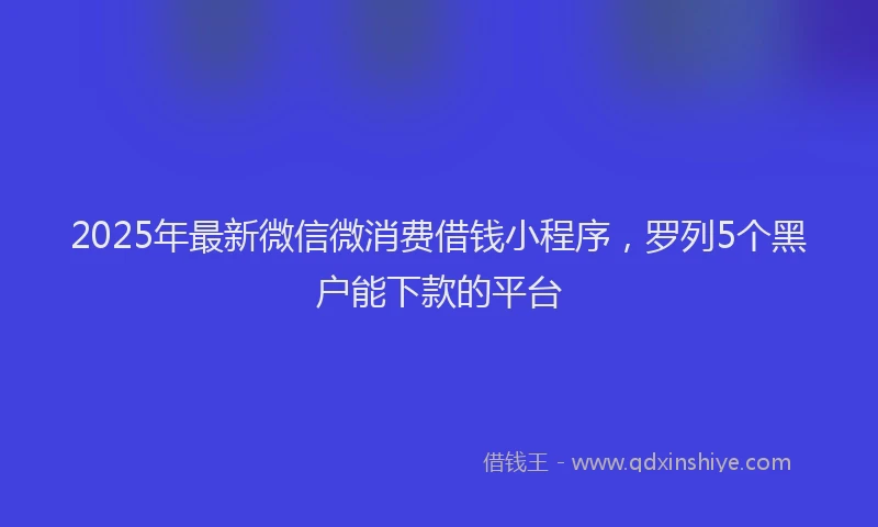 2025年最新微信微消费借钱小程序，罗列5个黑户能下款的平台