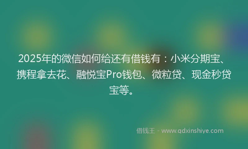 2025年的微信如何给还有借钱有:小米分期宝、携程拿去花、融悦宝Pro钱包、微粒贷、现金秒贷宝等。