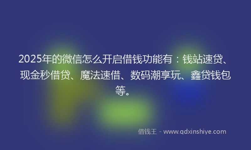 2025年的微信怎么开启借钱功能有：钱站速贷、现金秒借贷、魔法速借、数码潮享玩、鑫贷钱包等。