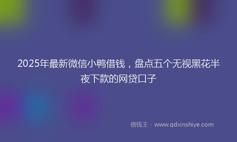 2025年最新微信小鸭借钱，盘点五个无视黑花半夜下款的网贷口子