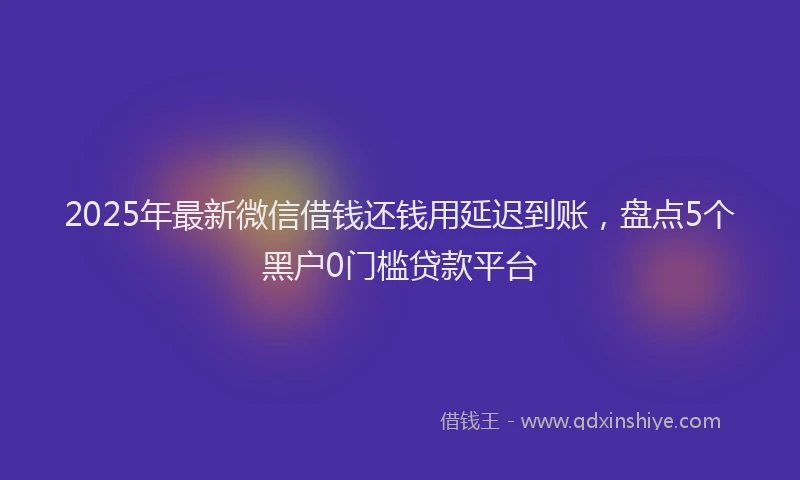 2025年最新微信借钱还钱用延迟到账，盘点5个黑户0门槛贷款平台