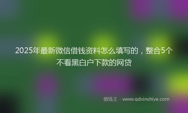 2025年最新微信借钱资料怎么填写的，整合5个不看黑白户下款的网贷