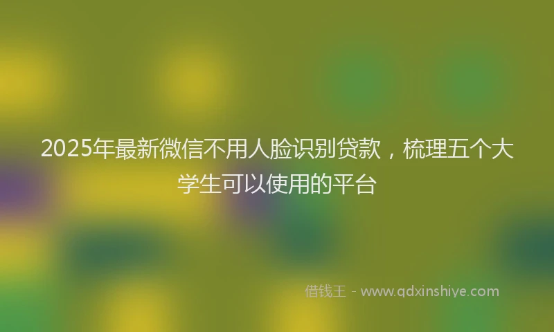 2025年最新微信不用人脸识别贷款，梳理五个大学生可以使用的平台