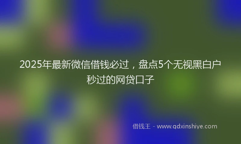 2025年最新微信借钱必过，盘点5个无视黑白户秒过的网贷口子
