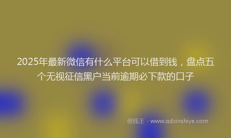 2025年最新微信有什么平台可以借到钱，盘点五个无视征信黑户当前逾期必下款的口子
