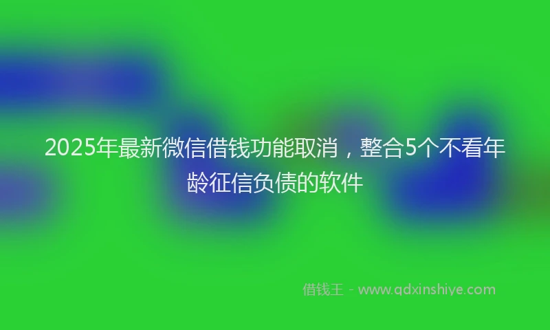2025年最新微信借钱功能取消，整合5个不看年龄征信负债的软件