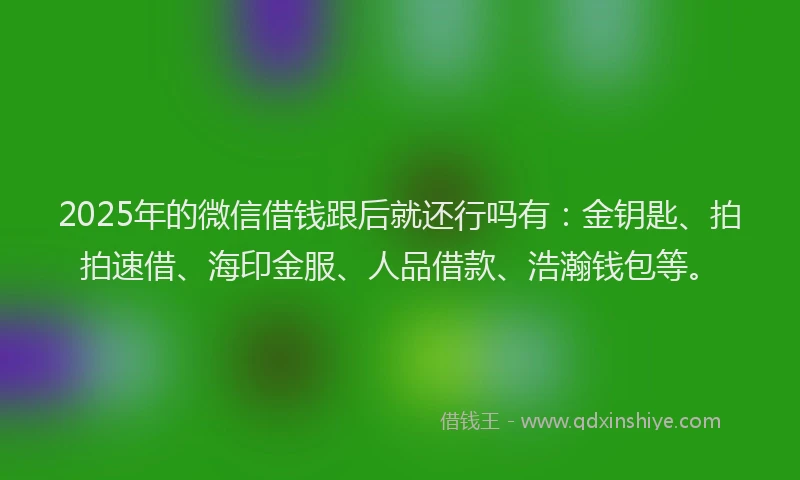 2025年的微信借钱跟后就还行吗有：金钥匙、拍拍速借、海印金服、人品借款、浩瀚钱包等。