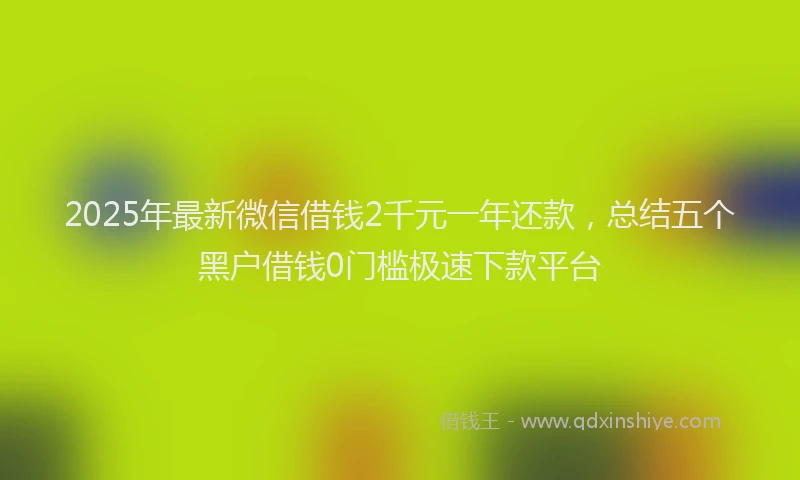2025年最新微信借钱2千元一年还款，总结五个黑户借钱0门槛极速下款平台