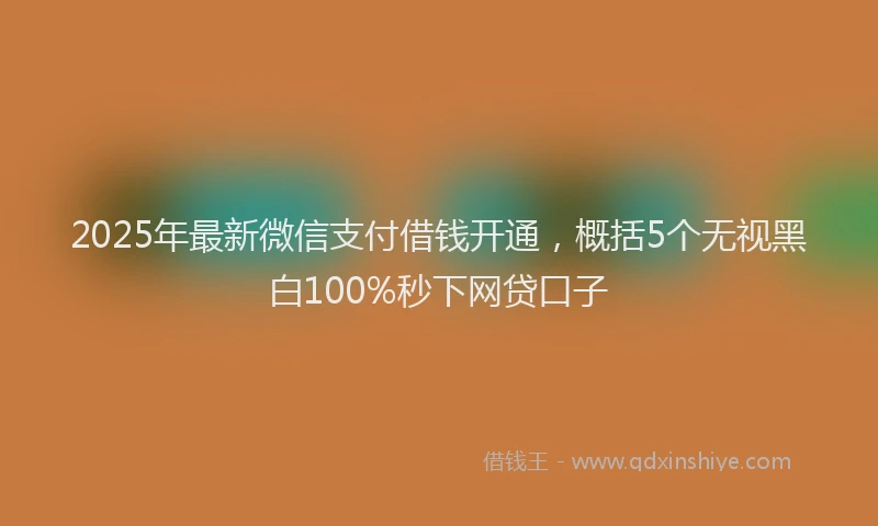 2025年最新微信支付借钱开通，概括5个无视黑白100%秒下网贷口子