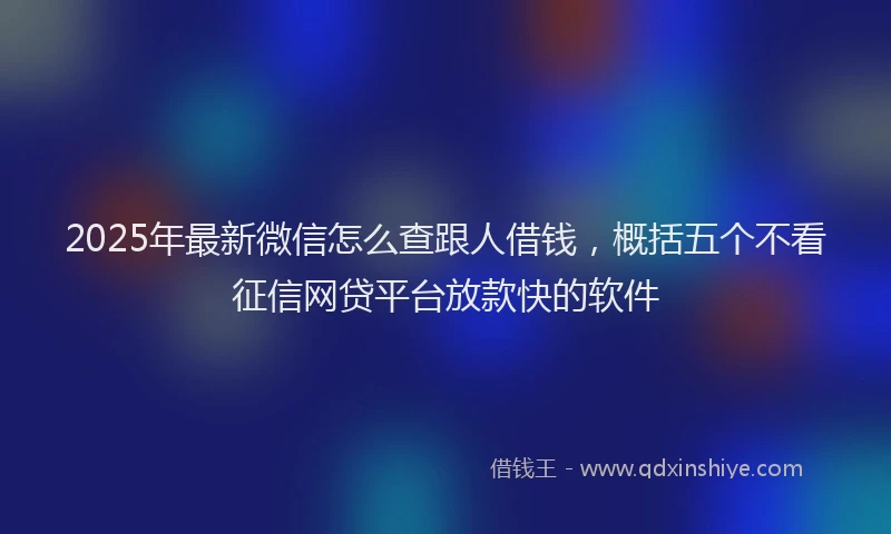 2025年最新微信怎么查跟人借钱，概括五个不看征信网贷平台放款快的软件