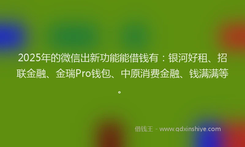 2025年的微信出新功能能借钱有：银河好租、招联金融、金瑞Pro钱包、中原消费金融、钱满满等。