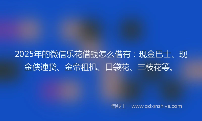 2025年的微信乐花借钱怎么借有：现金巴士、现金侠速贷、金帝租机、口袋花、三枝花等。