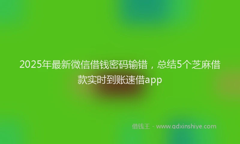 2025年最新微信借钱密码输错，总结5个芝麻借款实时到账速借app