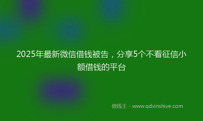2025年最新微信借钱被告，分享5个不看征信小额借钱的平台