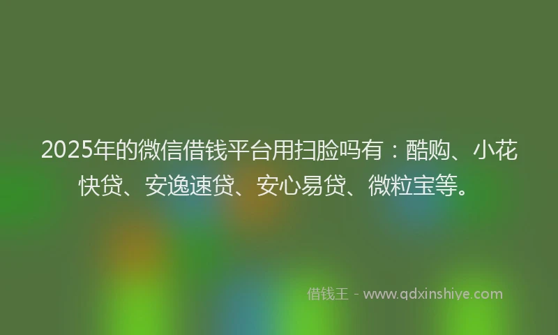 2025年的微信借钱平台用扫脸吗有：酷购、小花快贷、安逸速贷、安心易贷、微粒宝等。