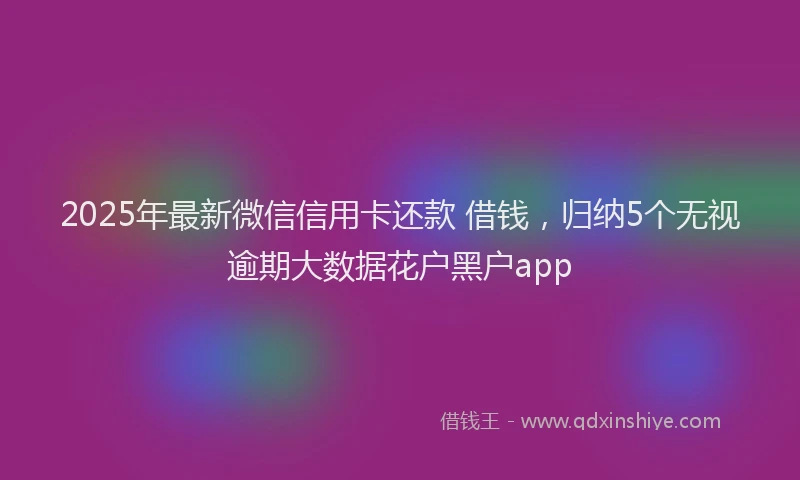 2025年最新微信信用卡还款 借钱，归纳5个无视逾期大数据花户黑户app