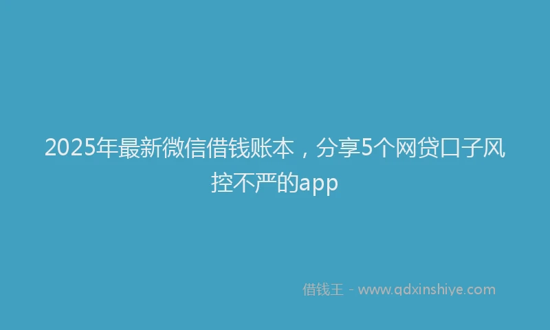 2025年最新微信借钱账本，分享5个网贷口子风控不严的app