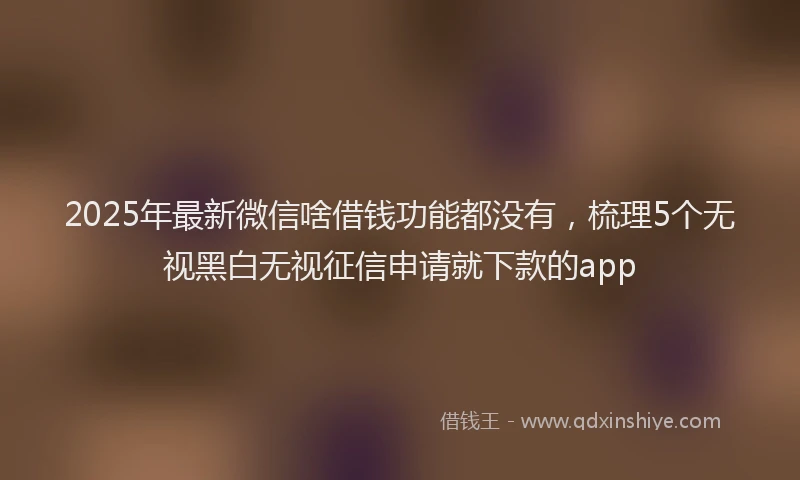 2025年最新微信啥借钱功能都没有，梳理5个无视黑白无视征信申请就下款的app