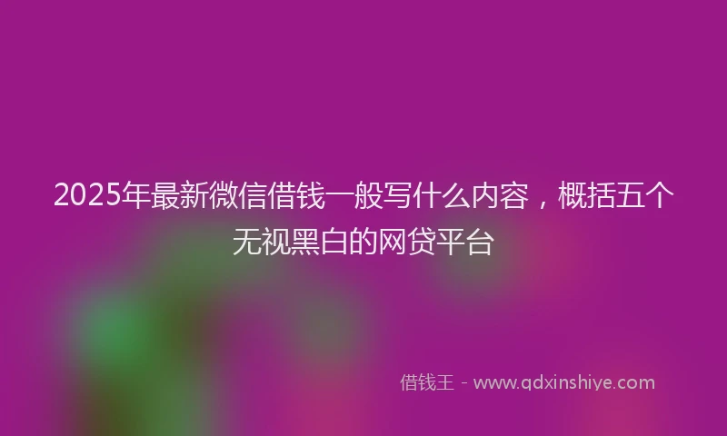 2025年最新微信借钱一般写什么内容，概括五个无视黑白的网贷平台