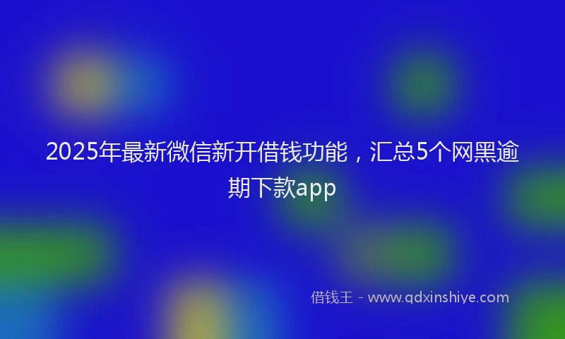 2025年最新微信新开借钱功能，汇总5个网黑逾期下款app