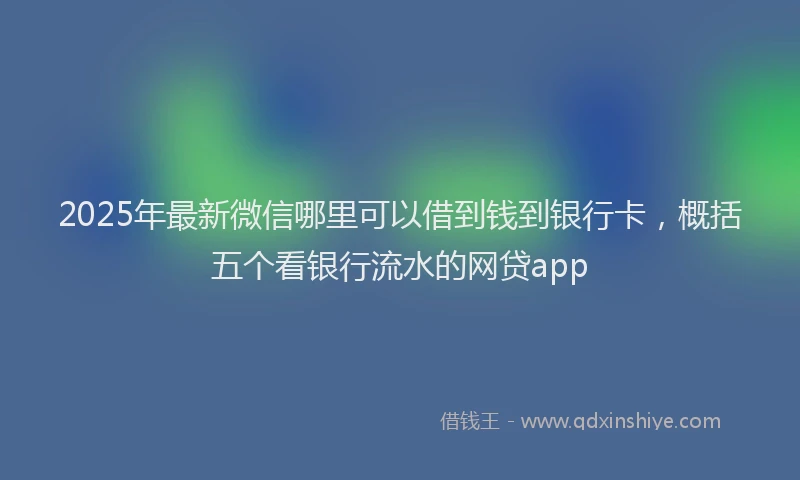 2025年最新微信哪里可以借到钱到银行卡，概括五个看银行流水的网贷app