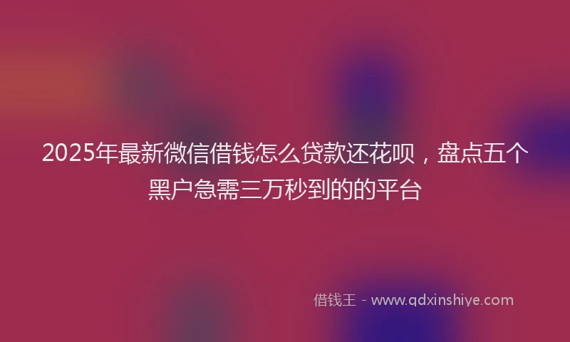 2025年最新微信借钱怎么贷款还花呗，盘点五个黑户急需三万秒到的的平台