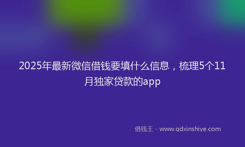 2025年最新微信借钱要填什么信息，梳理5个11月独家贷款的app