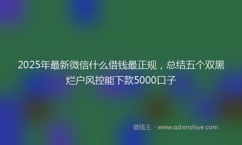 2025年最新微信什么借钱最正规，总结五个双黑烂户风控能下款5000口子