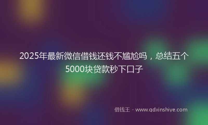2025年最新微信借钱还钱不尴尬吗，总结五个5000块贷款秒下口子