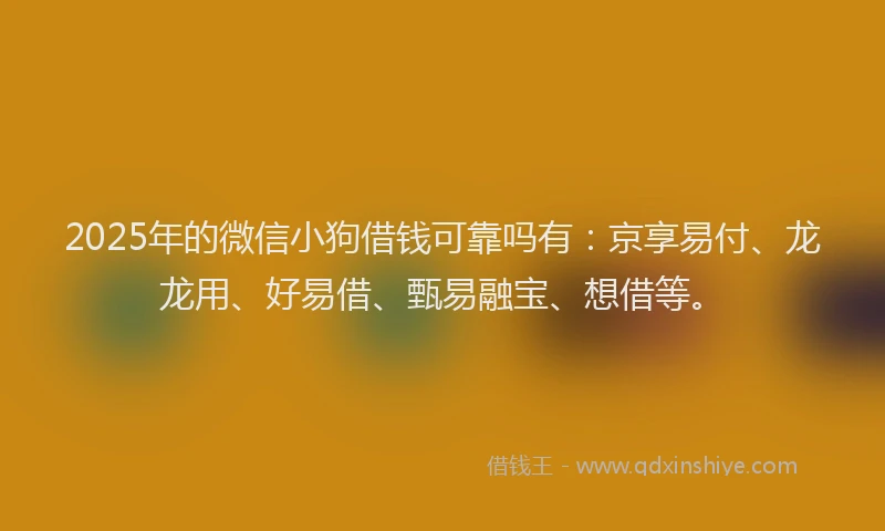 2025年的微信小狗借钱可靠吗有：京享易付、龙龙用、好易借、甄易融宝、想借等。
