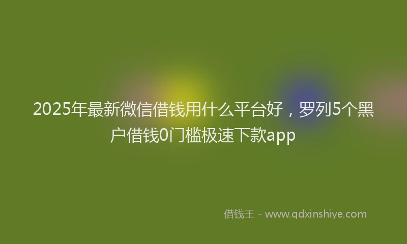 2025年最新微信借钱用什么平台好，罗列5个黑户借钱0门槛极速下款app