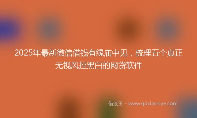 2025年最新微信借钱有缘庙中见，梳理五个真正无视风控黑白的网贷软件
