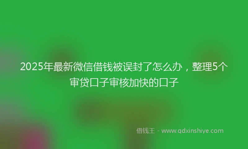 2025年最新微信借钱被误封了怎么办，整理5个审贷口子审核加快的口子