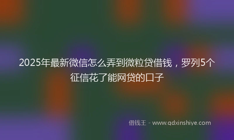 2025年最新微信怎么弄到微粒贷借钱，罗列5个征信花了能网贷的口子