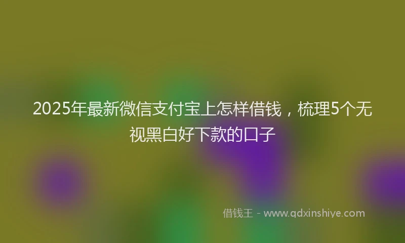 2025年最新微信支付宝上怎样借钱，梳理5个无视黑白好下款的口子