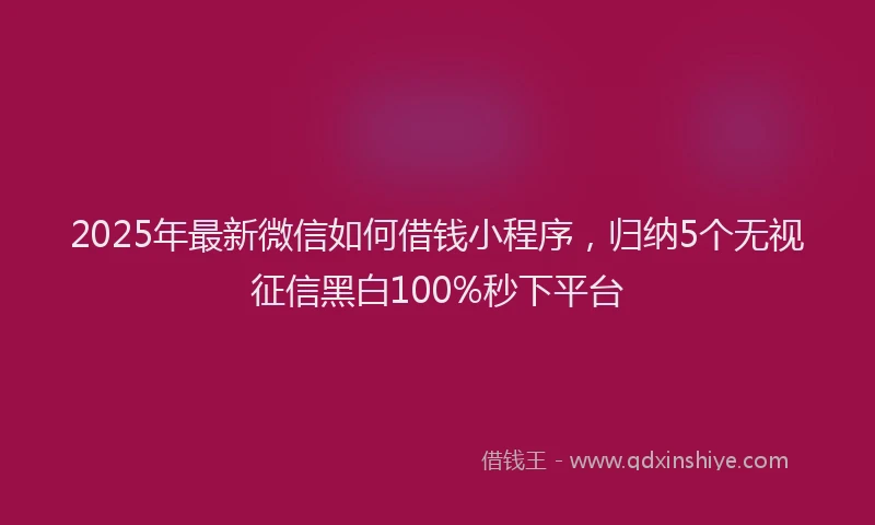 2025年最新微信如何借钱小程序，归纳5个无视征信黑白100%秒下平台