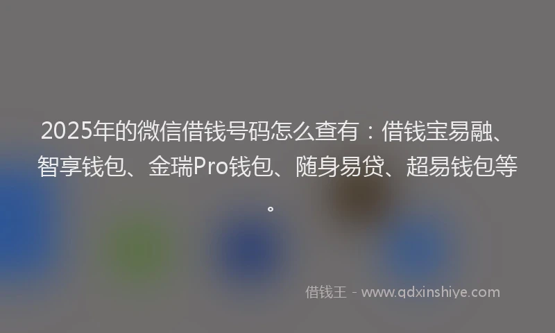 2025年的微信借钱号码怎么查有：借钱宝易融、智享钱包、金瑞Pro钱包、随身易贷、超易钱包等。
