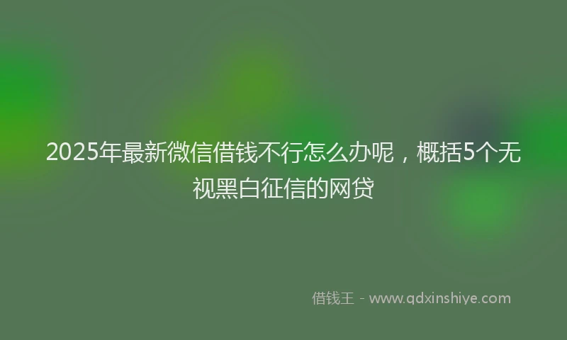 2025年最新微信借钱不行怎么办呢，概括5个无视黑白征信的网贷