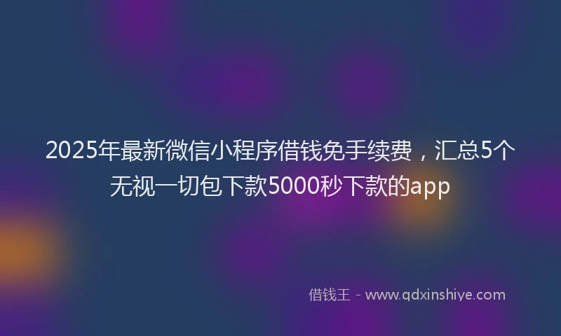2025年最新微信小程序借钱免手续费，汇总5个无视一切包下款5000秒下款的app