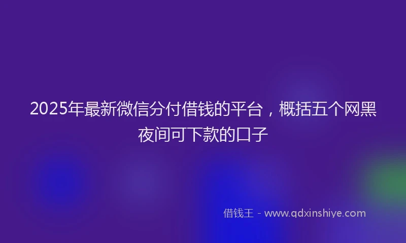 2025年最新微信分付借钱的平台，概括五个网黑夜间可下款的口子